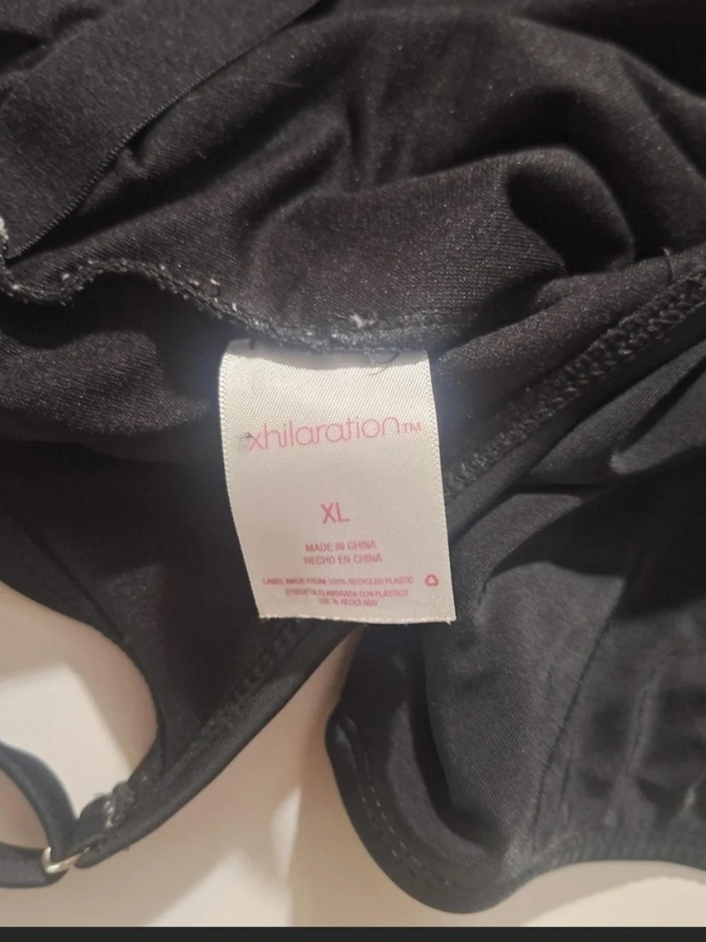 Xhilaration Black One-Piece Swimsuit with Pink Logo Tag